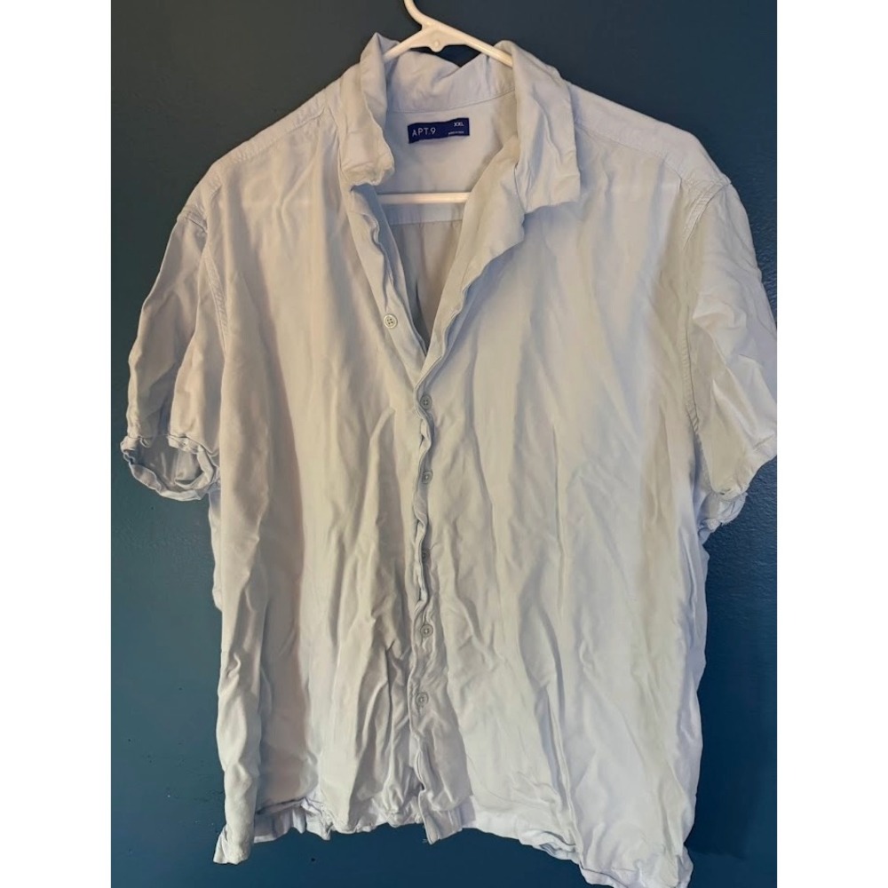 APT 9 Mens XXL Short Sleeve Button Up Shirt Light‎ Blue Casual Beach